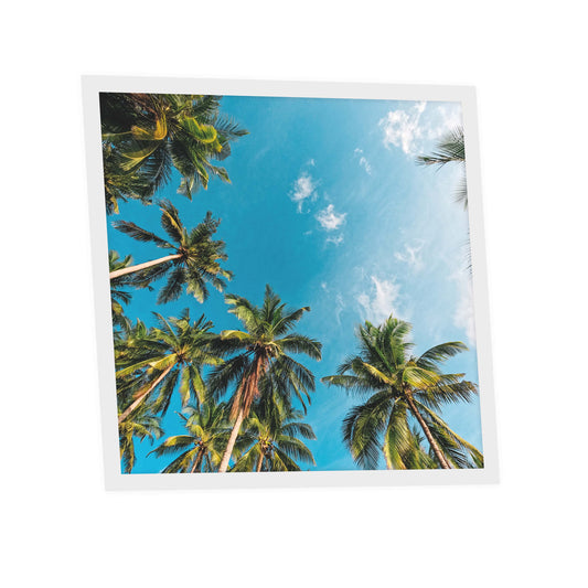 Panneau LED décoratif 60x60 paysage tropical palmiers ciel bleu pour ambiance évasion