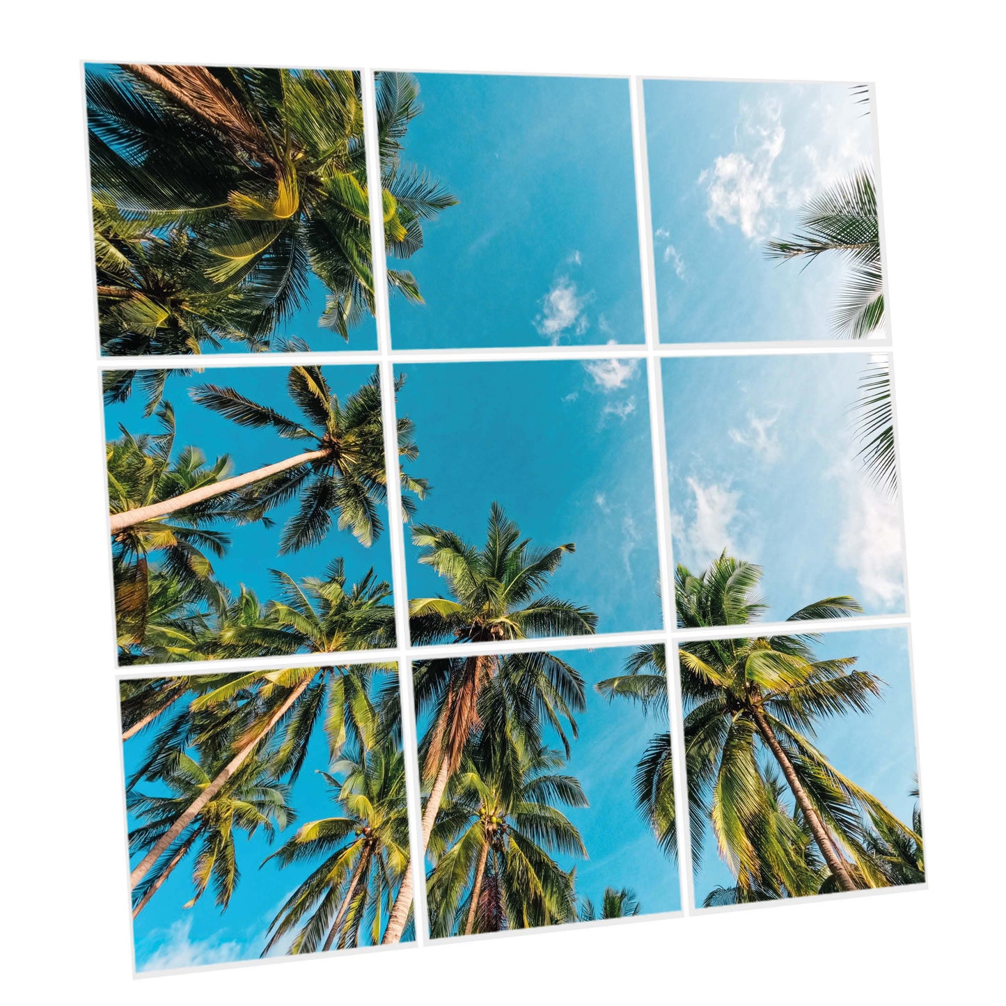 Toiture lumineuse tropicale 180x180cm 9 dalles LED palmiers