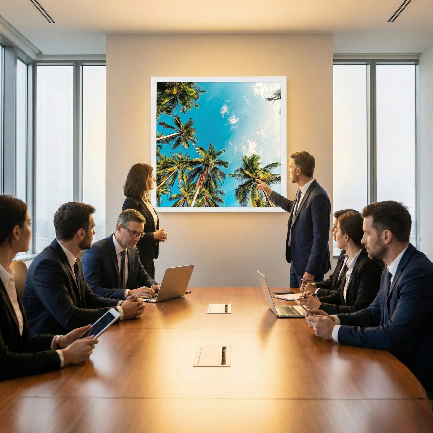 Dalle LED 60x60cm - Puits de Lumière - Éclairage en Trompe-l'œil - "Évasion Tropicale"