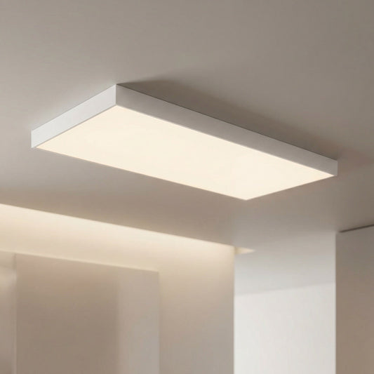 SunshinePanel Kit Fixation Saillie Dalle LED 120×60 cm - Cadre Aluminium Blanc RAL 9016 — vue détail installation plafond LED