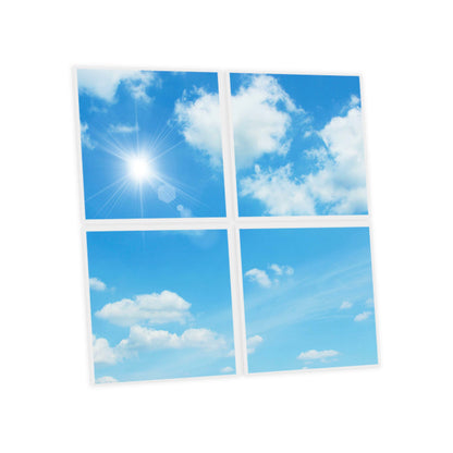 Grand puit de lumière carré 120x120 composé de 4 dalles LED ciel bleu et nuages