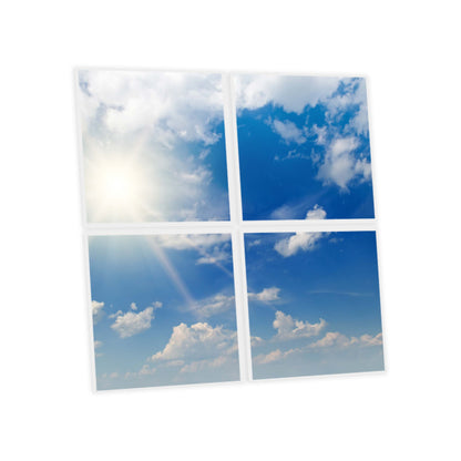 Verrière lumineuse virtuelle 120x120cm avec 4 dalles LED ciel nuageux ensoleillé