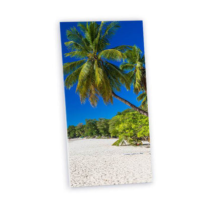 Dalle LED 120x60 trompe l'œil plage tropicale palmiers et mer turquoise pour éclairage relaxant