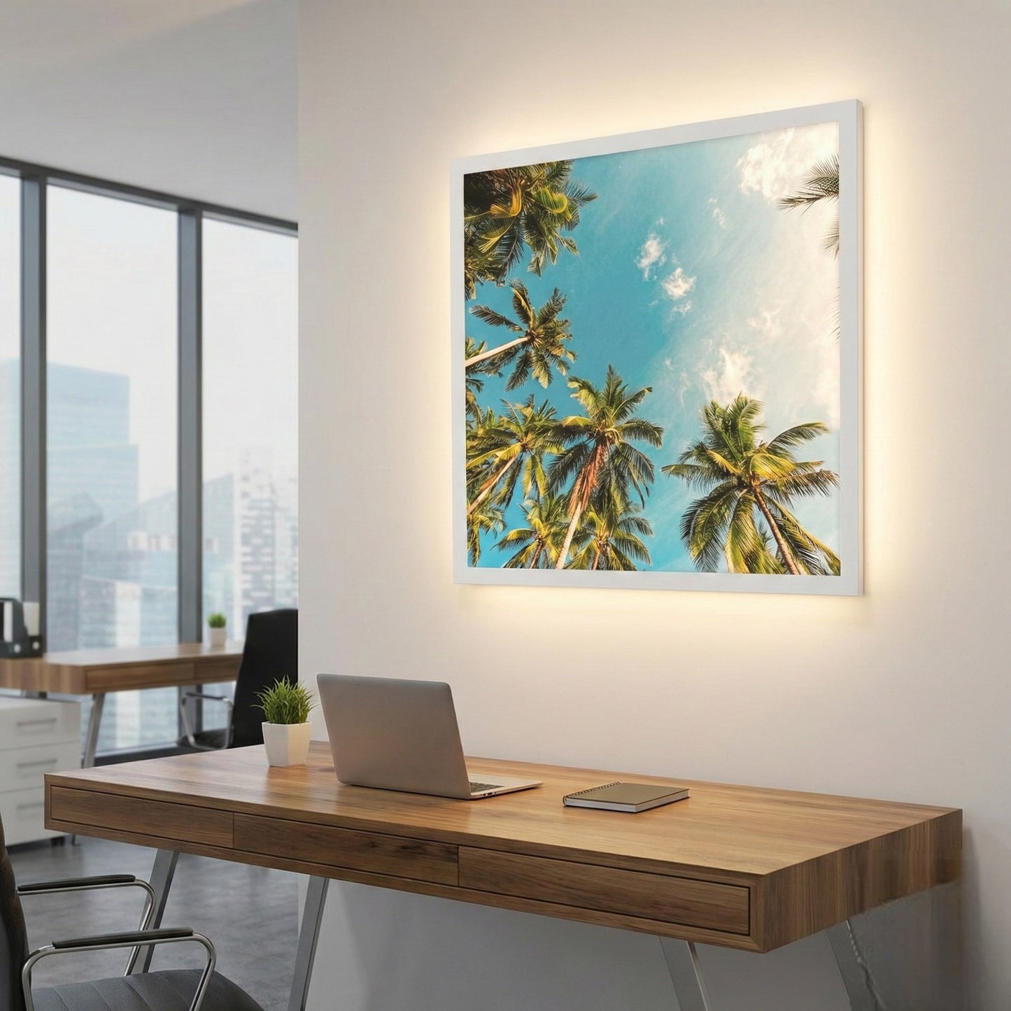 SunshinePanel Dalle LED D�corative �vasion Tropicale 60�60 cm - Imprim�e en France, vue arriere et connectique