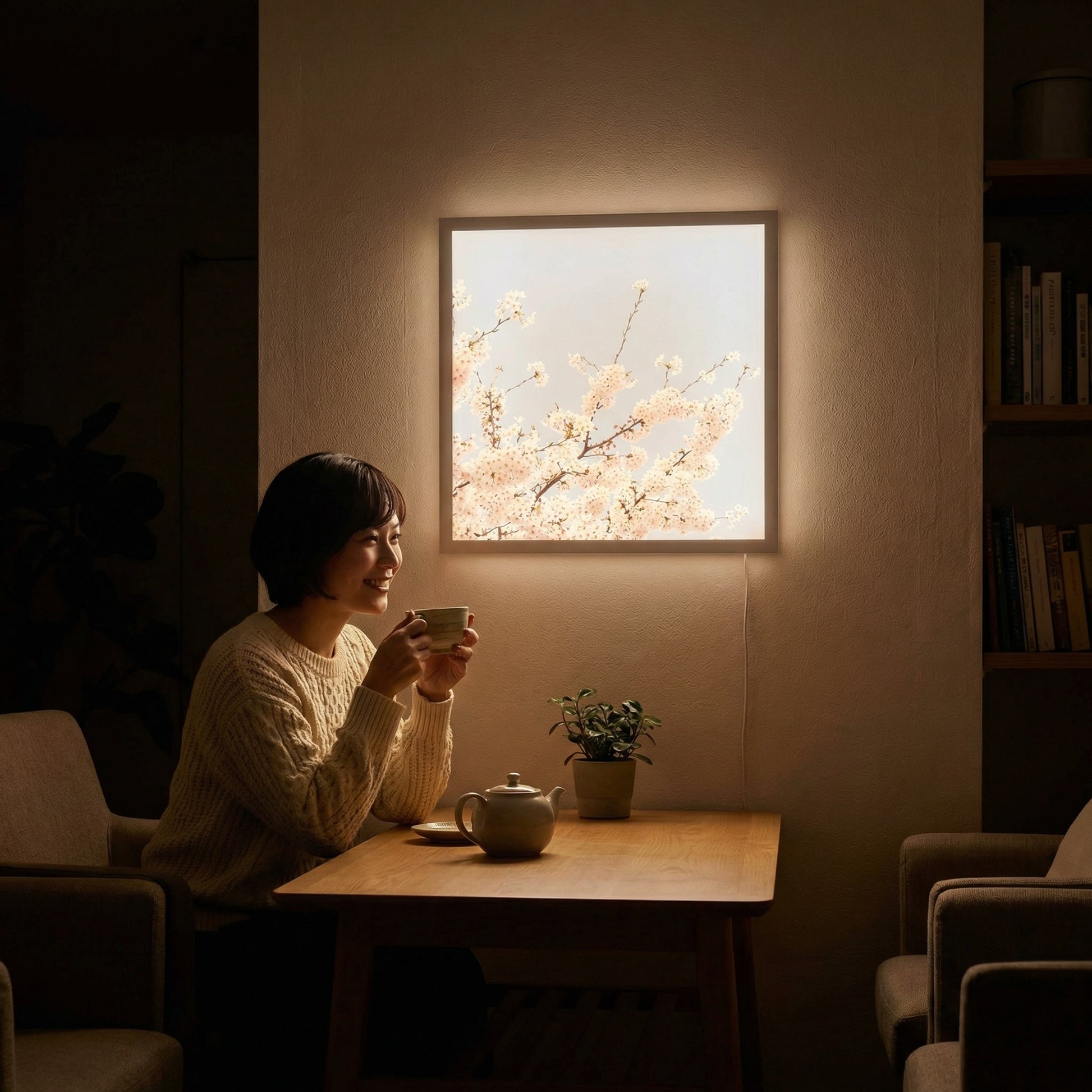 SunshinePanel Dalle LED D�corative Fleurs de Ciel 60�60 cm - Imprim�e en France, vue arriere et connectique