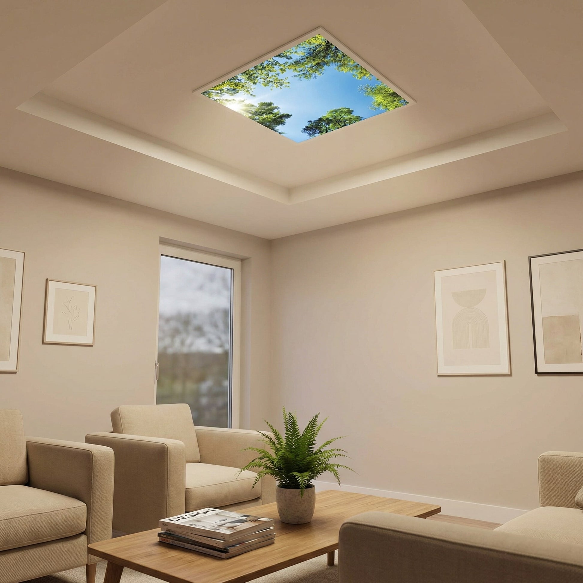 SunshinePanel Dalle LED D�corative Myst�re Forestier 60�60 cm - Imprim�e en France, effet lumineux ambiance