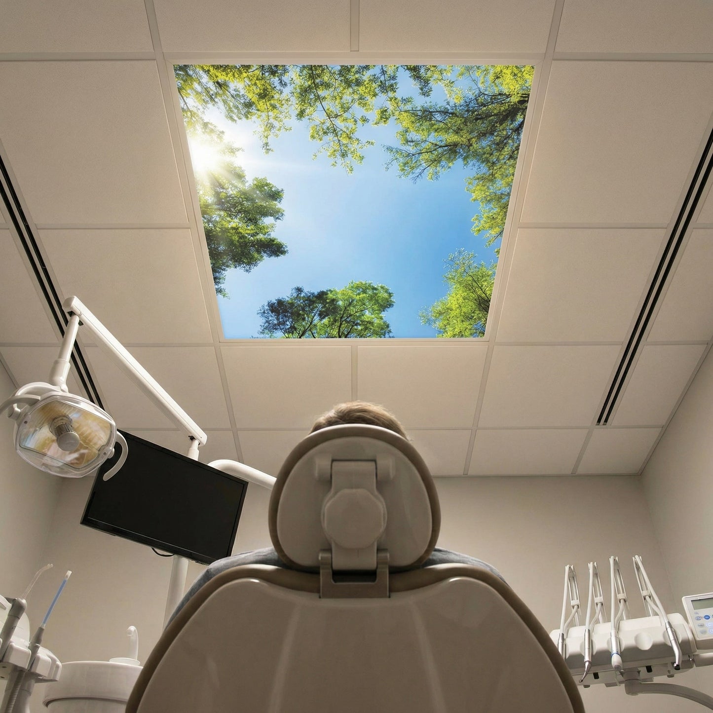 SunshinePanel Dalle LED D�corative Myst�re Forestier 60�60 cm - Imprim�e en France, vue arriere et connectique