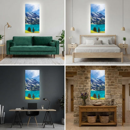 SunshinePanel Dalle LED Panoramique Lac et Sommets 120�60 cm - Imprim�e en France, installation en faux plafond