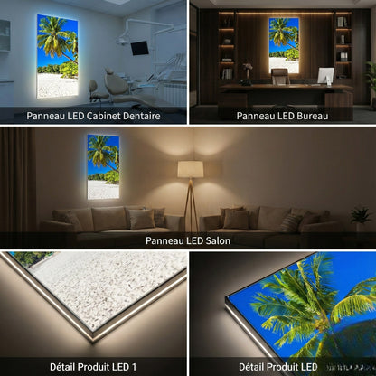 SunshinePanel Dalle LED Panoramique R�ve de Plage 120�60 cm - Imprim�e en France, effet lumineux ambiance