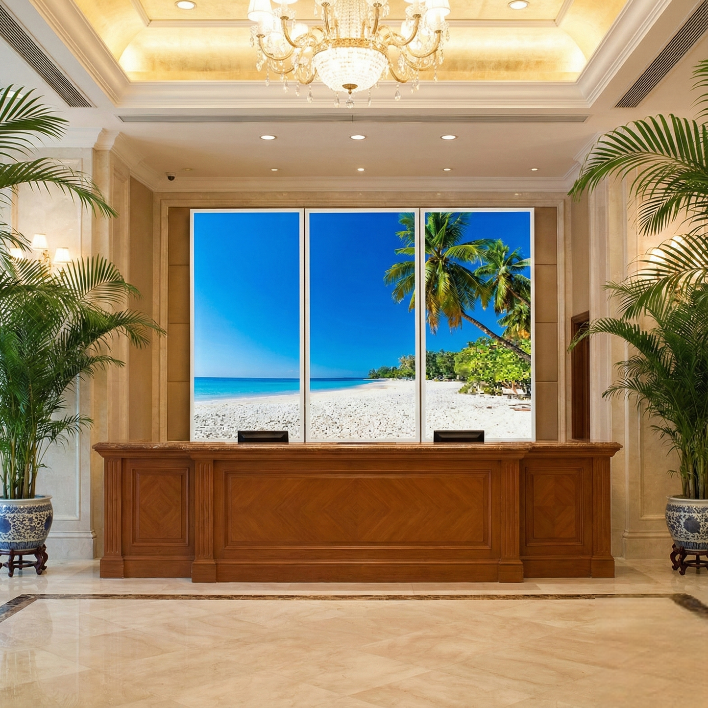 Pack 3 Dalles LED 120x60cm - Mur et Plafonds - Éclairage en Trompe-l'œil - "Rêve de Plage"