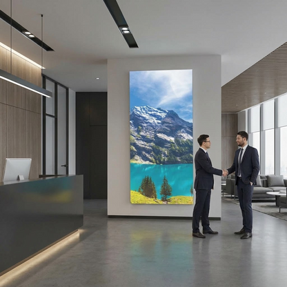 Dalle LED 120x60cm - Puits de Lumière - Éclairage en Trompe-l'œil - "Lac et Sommets"