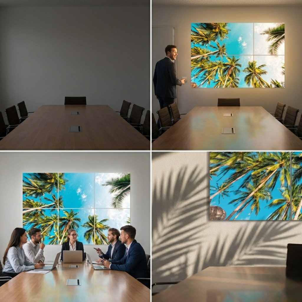 Pack 6 Dalles LED 60x60cm - Plafond Visuel - Éclairage en Trompe-l'œil - "Évasion Tropicale"