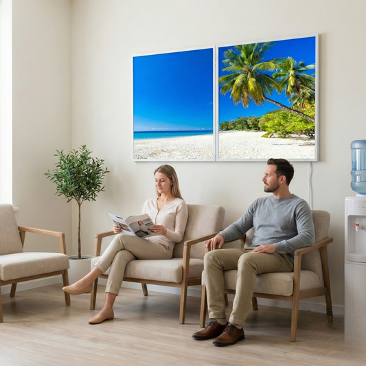 Pack 2 Dalles LED 120x60cm - Mur et Plafonds - Éclairage en Trompe-l'œil - "Rêve de Plage"