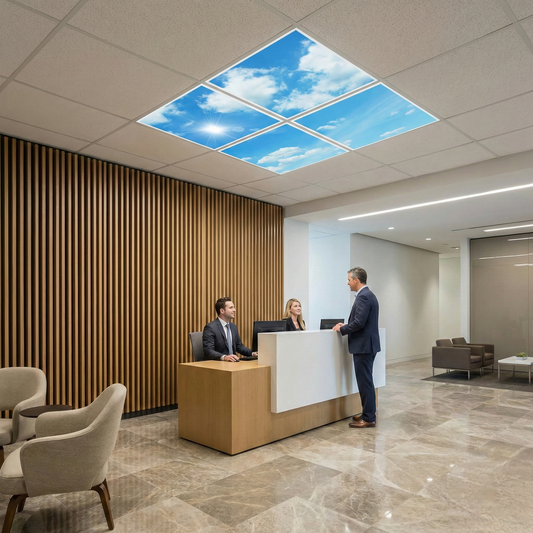 Pack 4 Dalles LED 60x60cm - Puits de Lumière XXL - Éclairage en Trompe-l'œil - "Ciel Lumineux"