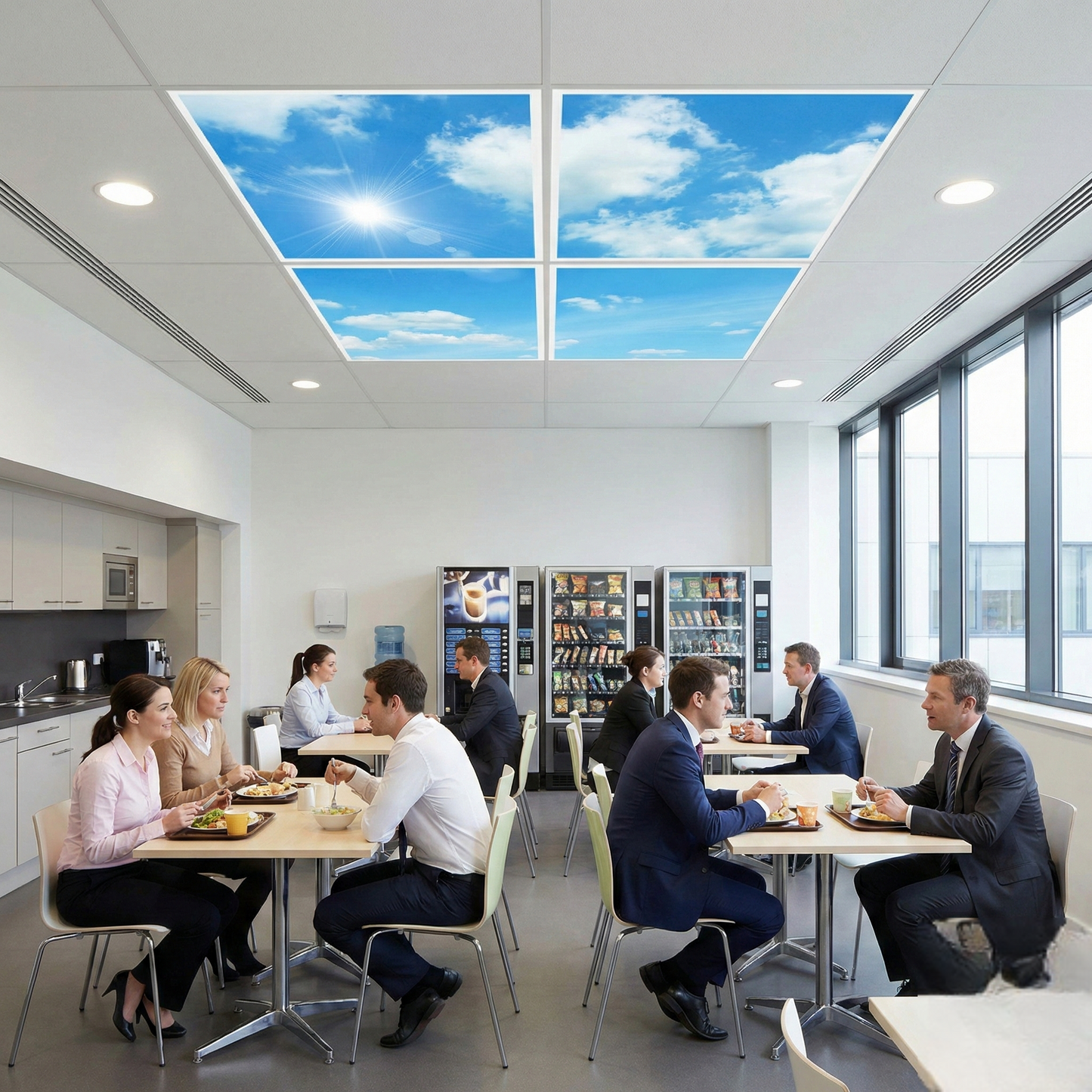 Pack 4 Dalles LED Imprimées Ciel Lumineux | 120x120cm — vue 3 | SunshinePanel