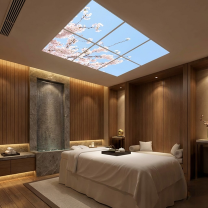 Pack 6 Dalles LED 60x60cm - Plafond Visuel - Éclairage en Trompe-l'œil - "Fleurs de Ciel"