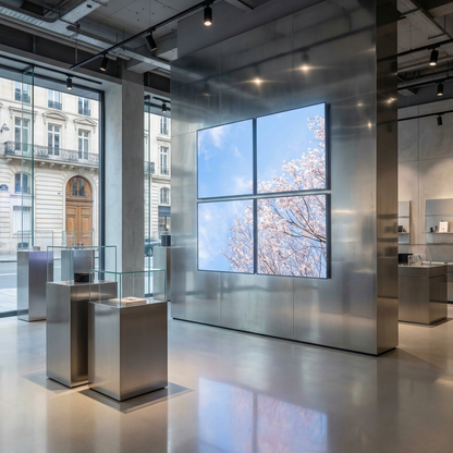 Pack 4 Dalles LED 60x60cm - Puits de Lumière XXL - Éclairage en Trompe-l'œil - "Nuances Roses"