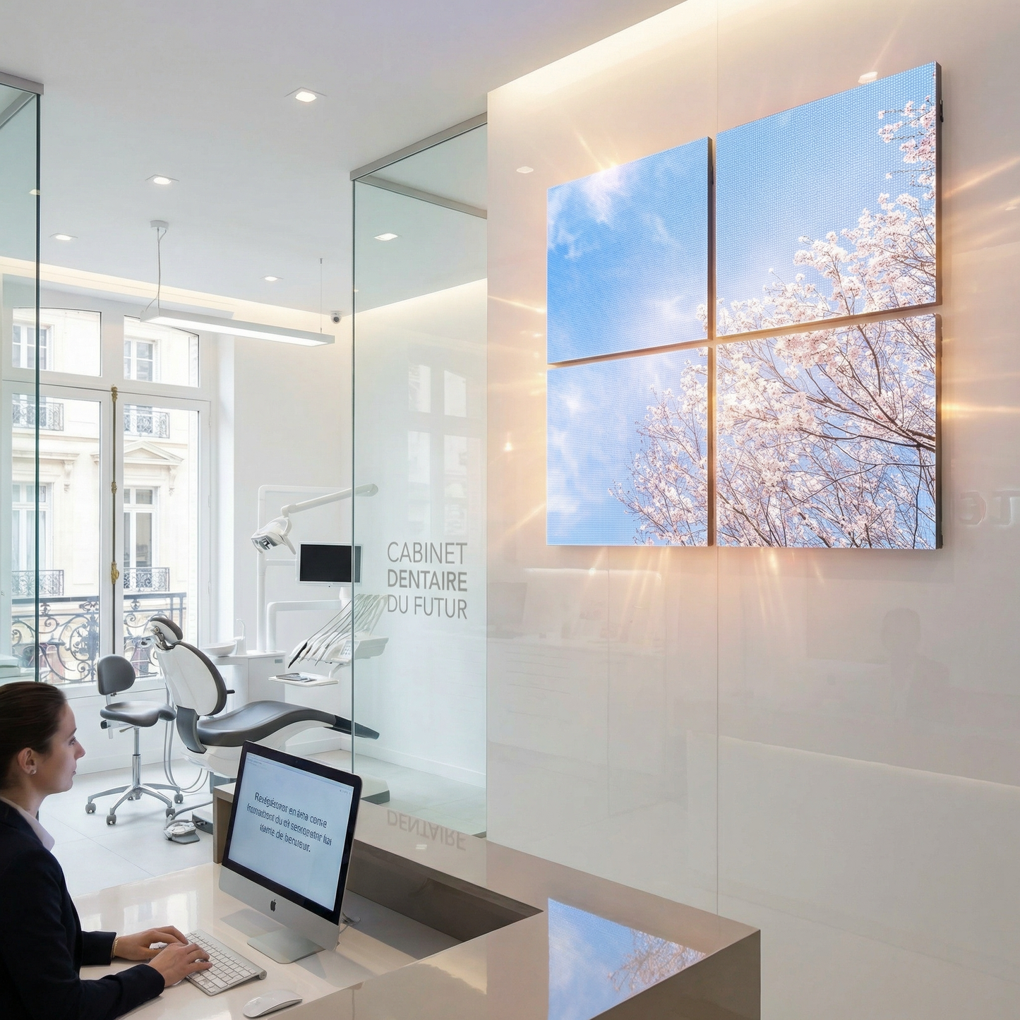 Pack 4 Dalles LED 60x60cm - Puits de Lumière XXL - Éclairage en Trompe-l'œil - "Nuances Roses"