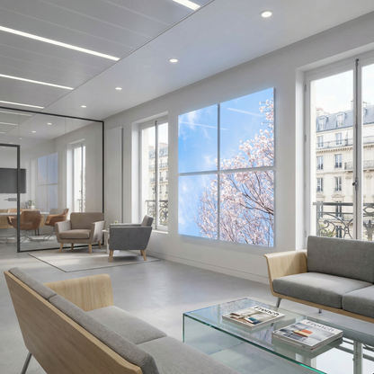 Pack 4 Dalles LED 60x60cm - Puits de Lumière XXL - Éclairage en Trompe-l'œil - "Nuances Roses"