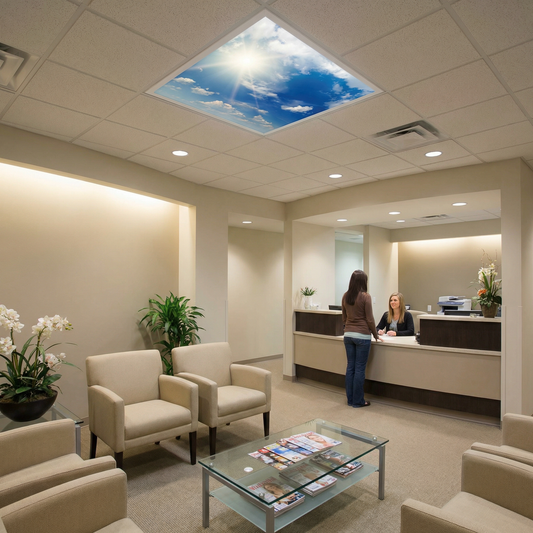 Dalle LED 60x60cm - Puits de Lumière - Éclairage en Trompe-l'œil - "Ciel Très Nuageux"