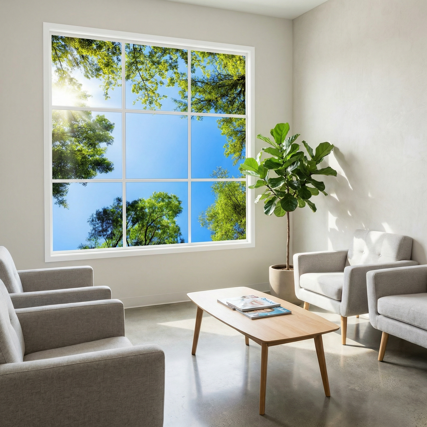 Pack 6 Dalles LED 60x60cm - Plafond Visuel - Éclairage en Trompe-l'œil - "Mystère Forestier"