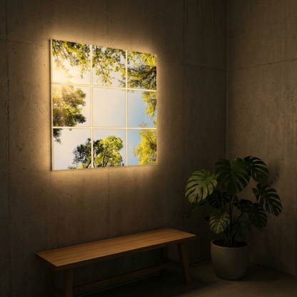 Pack 6 Dalles LED 60x60cm - Plafond Visuel - Éclairage en Trompe-l'œil - "Mystère Forestier"