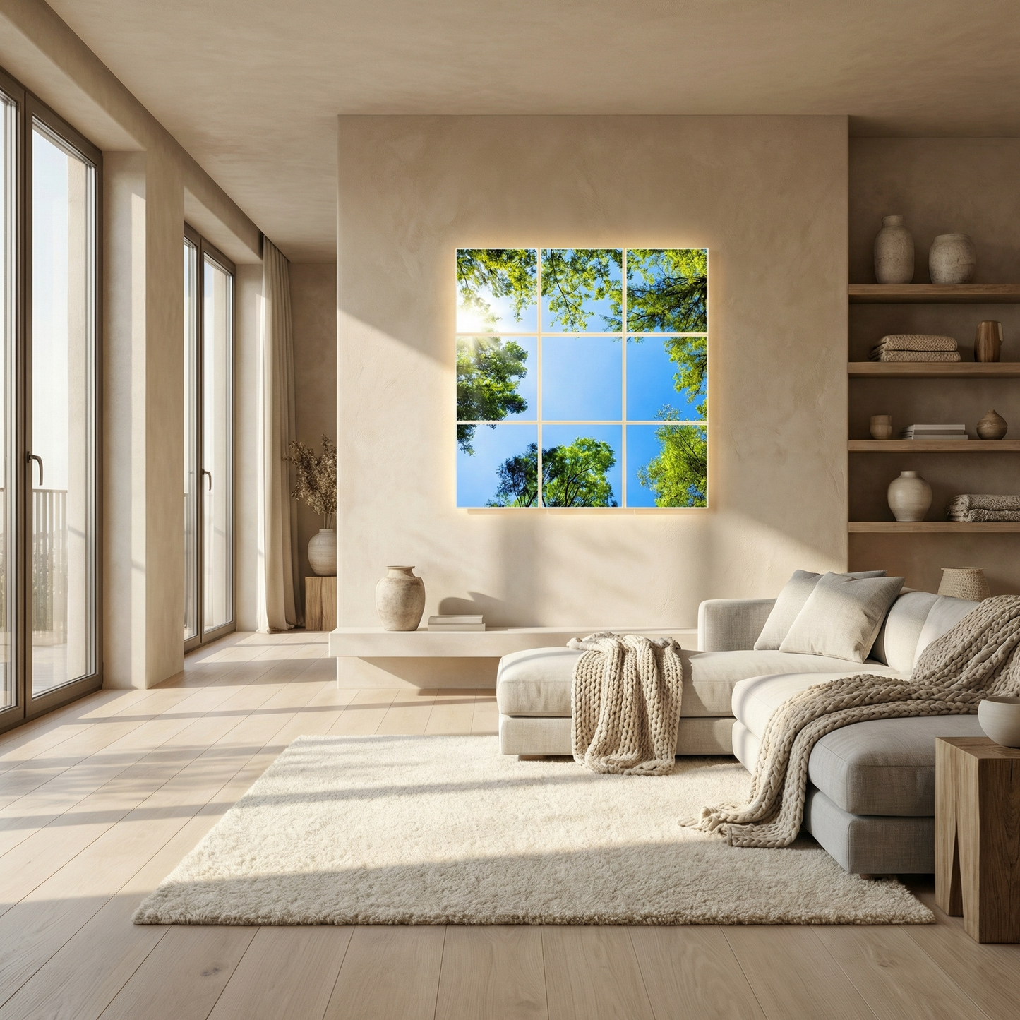 Pack 6 Dalles LED 60x60cm - Plafond Visuel - Éclairage en Trompe-l'œil - "Mystère Forestier"