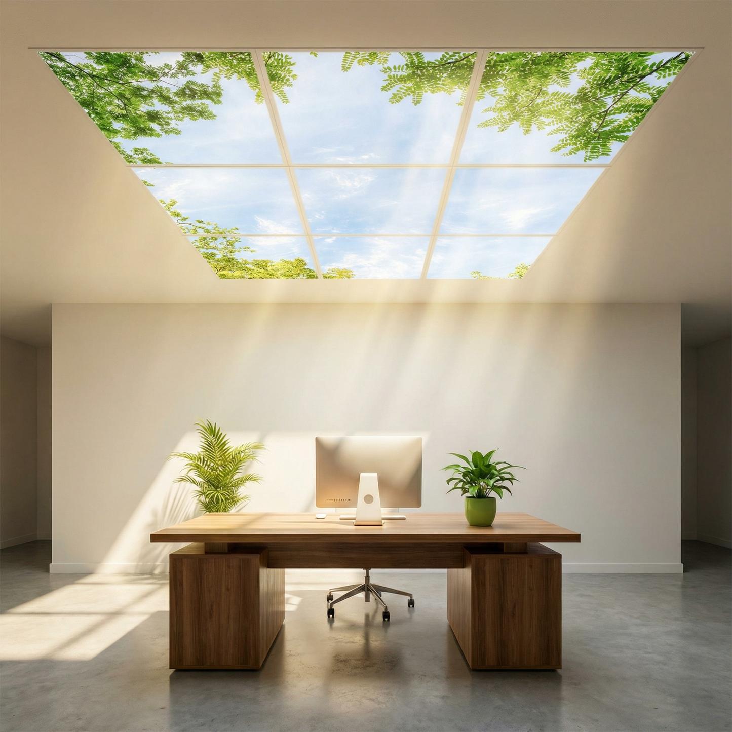 Pack 9 Dalles LED 60x60cm - Verrière Intégrale - Éclairage en Trompe-l'œil - "Horizon Arboré"