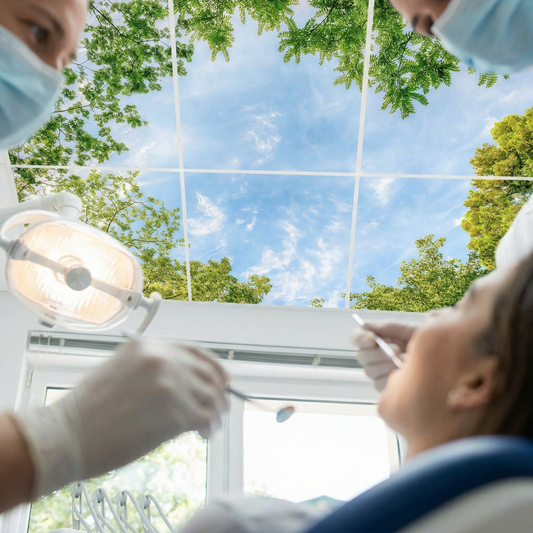 Pack 6 Dalles LED 60x60cm - Plafond Visuel - Éclairage en Trompe-l'œil - "Horizon Arboré"