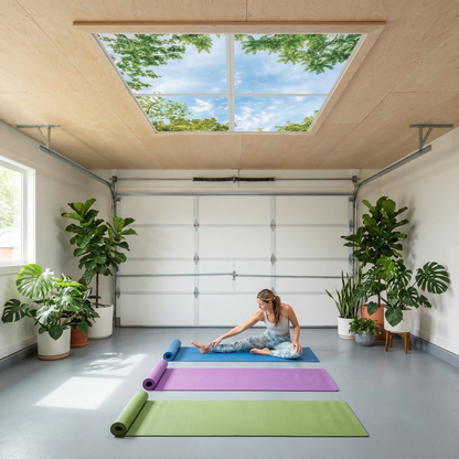 Pack 4 Dalles LED 60x60cm - Puits de Lumière XXL - Éclairage en Trompe-l'œil - "Horizon Arboré"