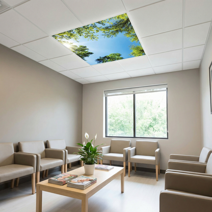 Dalle LED 60x60cm - Puits de Lumière - Éclairage en Trompe-l'œil - "Mystère Forestier"