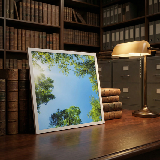 Dalle LED 60x60cm - Puits de Lumière - Éclairage en Trompe-l'œil - "Mystère Forestier"