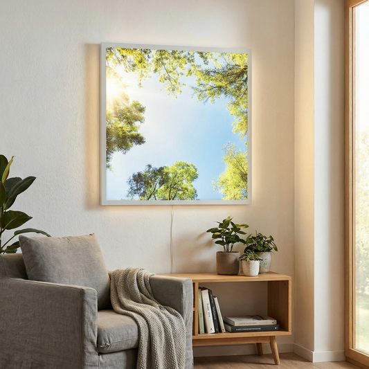 Dalle LED 60x60cm - Puits de Lumière - Éclairage en Trompe-l'œil - "Horizon Arboré"