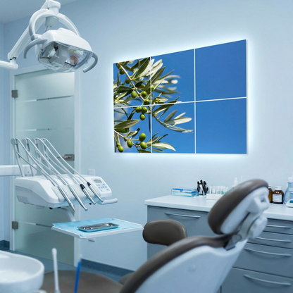 Pack 6 Dalles LED 60x60cm - Plafond Visuel - Éclairage en Trompe-l'œil - "Parfum d'Oliviers"