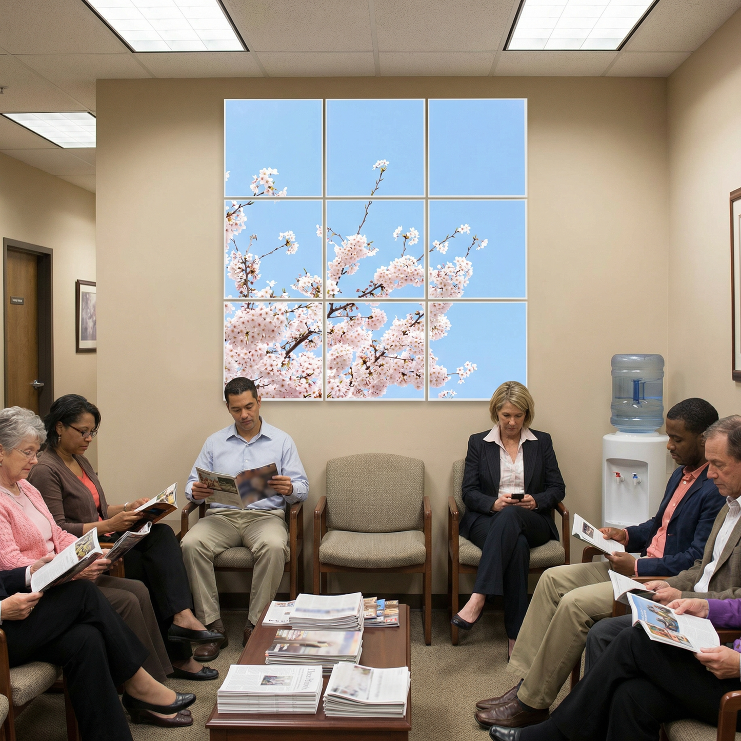 Pack 9 Dalles LED 60x60cm - Verrière Intégrale - Éclairage en Trompe-l'œil - "Fleurs de Ciel"