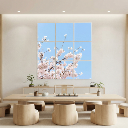 Pack 9 Dalles LED 60x60cm - Verrière Intégrale - Éclairage en Trompe-l'œil - "Fleurs de Ciel"