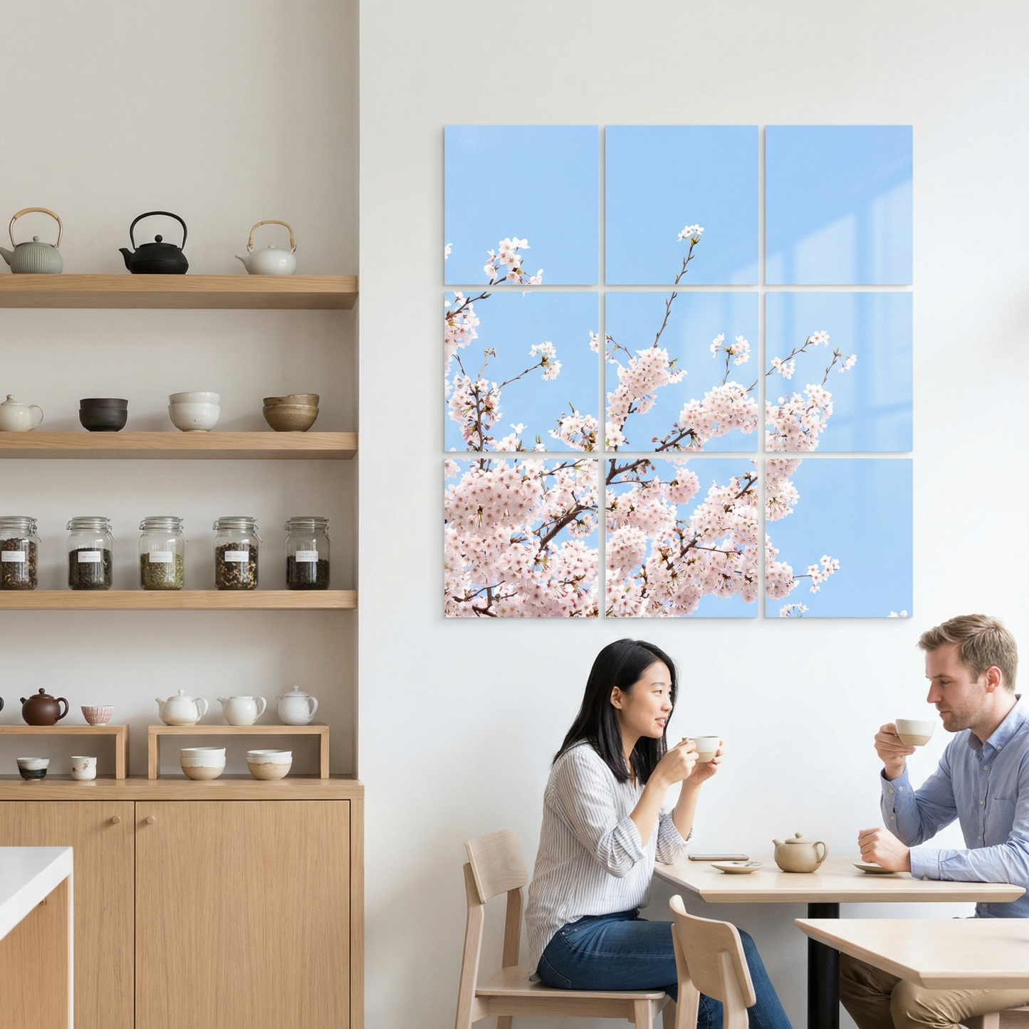 Pack 9 Dalles LED 60x60cm - Verrière Intégrale - Éclairage en Trompe-l'œil - "Fleurs de Ciel"