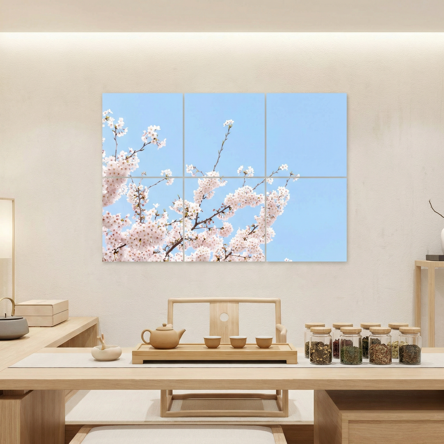 Pack 6 Dalles LED 60x60cm - Plafond Visuel - Éclairage en Trompe-l'œil - "Fleurs de Ciel"