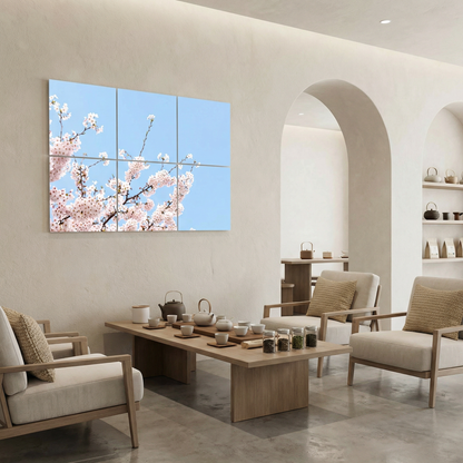 Pack 6 Dalles LED 60x60cm - Plafond Visuel - Éclairage en Trompe-l'œil - "Fleurs de Ciel"