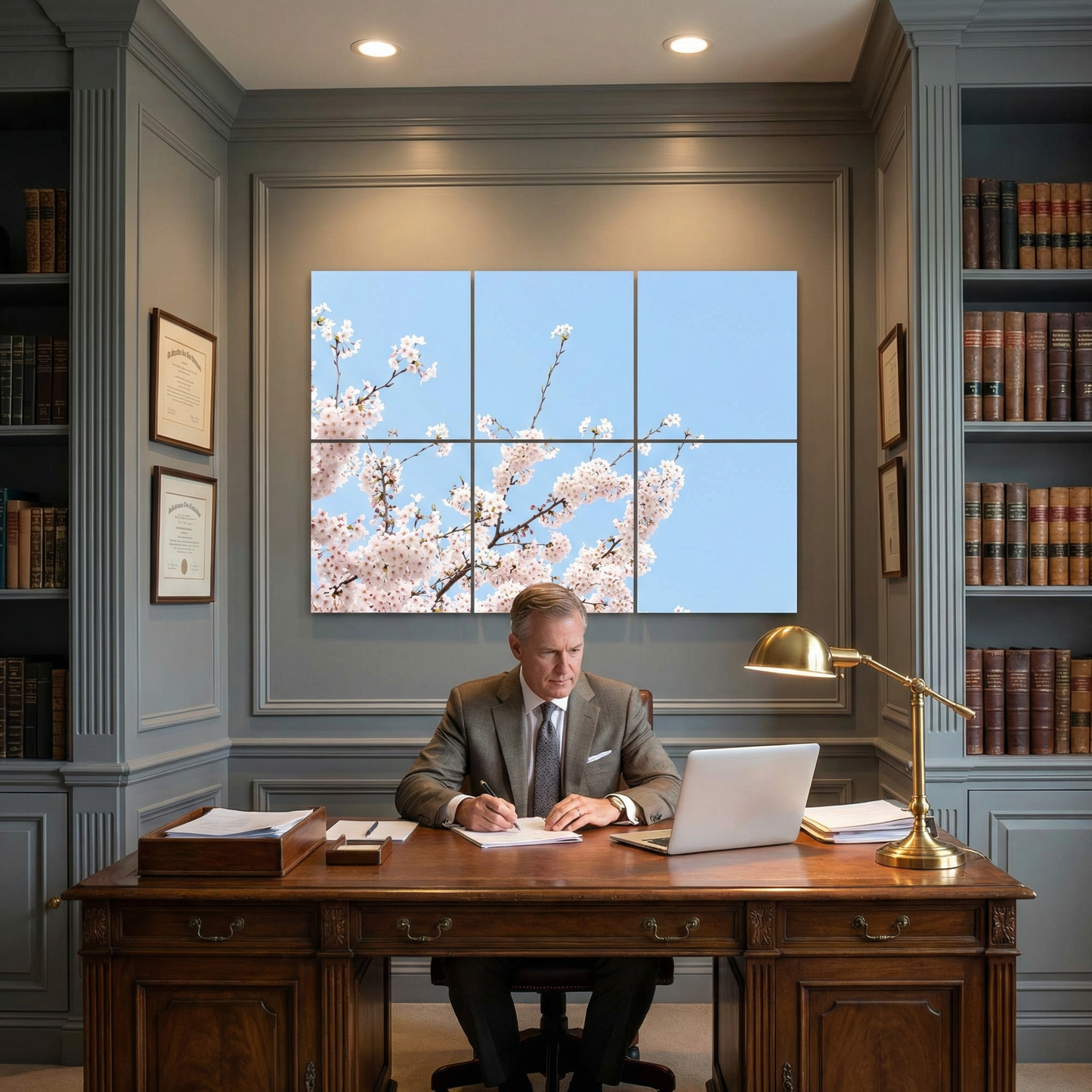 Pack 6 Dalles LED 60x60cm - Plafond Visuel - Éclairage en Trompe-l'œil - "Fleurs de Ciel"