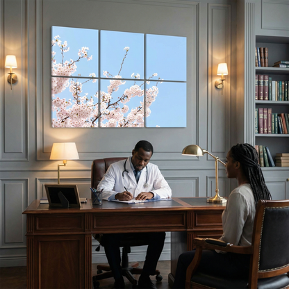 Pack 6 Dalles LED 60x60cm - Plafond Visuel - Éclairage en Trompe-l'œil - "Fleurs de Ciel"