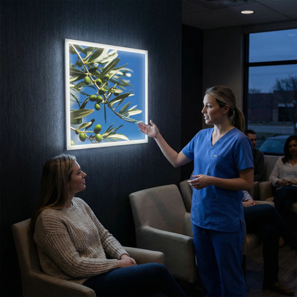 Dalle LED 60x60cm - Puits de Lumière - Éclairage en Trompe-l'œil - "Parfum d'Oliviers"