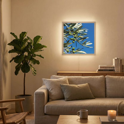 Dalle LED 60x60cm - Puits de Lumière - Éclairage en Trompe-l'œil - "Parfum d'Oliviers"