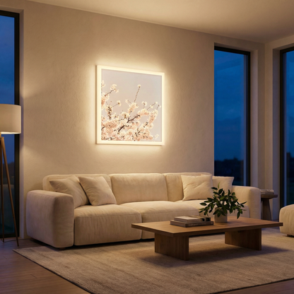 Dalle LED 60x60cm - Puits de Lumière - Éclairage en Trompe-l'œil - "Fleurs de Ciel"