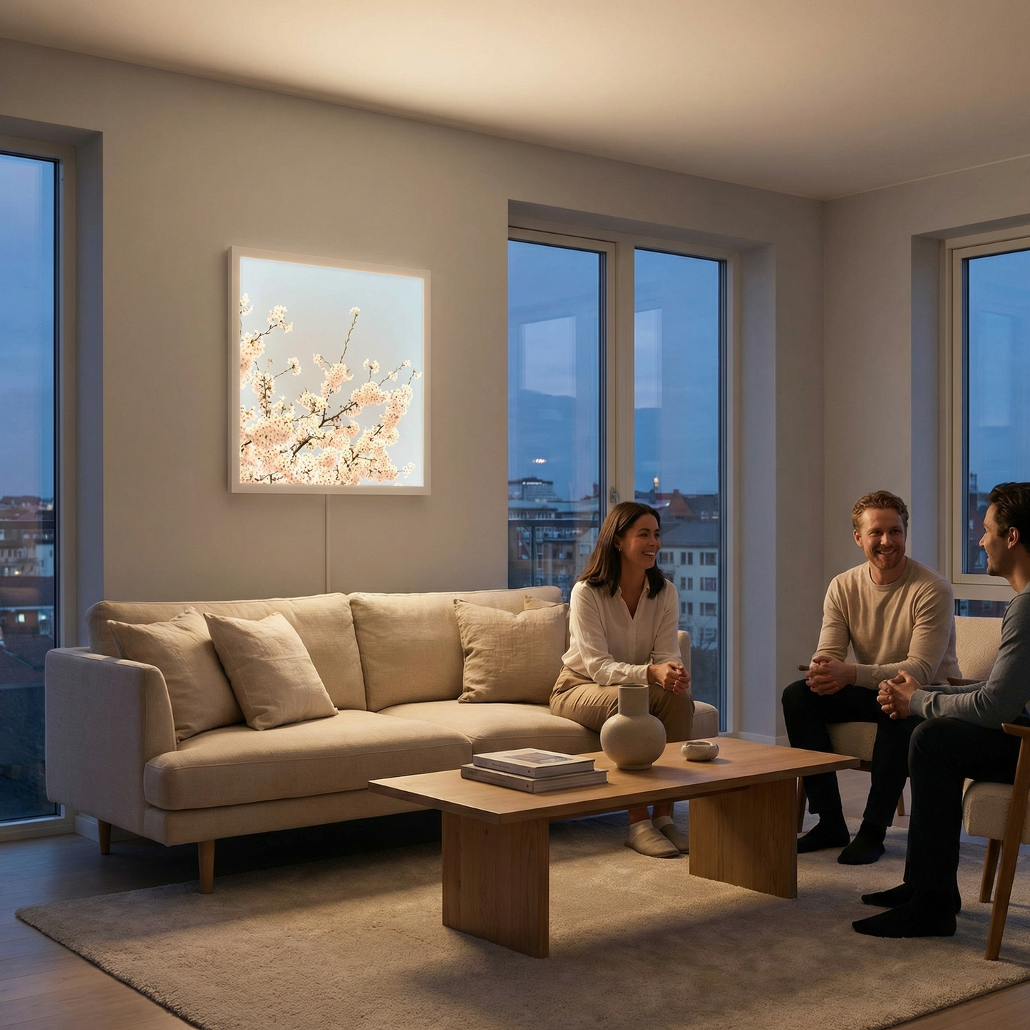 Dalle LED 60x60cm - Puits de Lumière - Éclairage en Trompe-l'œil - "Fleurs de Ciel"