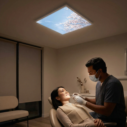 Dalle LED 60x60cm - Puits de Lumière - Éclairage en Trompe-l'œil - "Fleurs de Ciel"