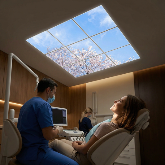 Pack 9 Dalles LED 60x60cm - Verrière Intégrale - Éclairage en Trompe-l'œil - "Nuances Roses"