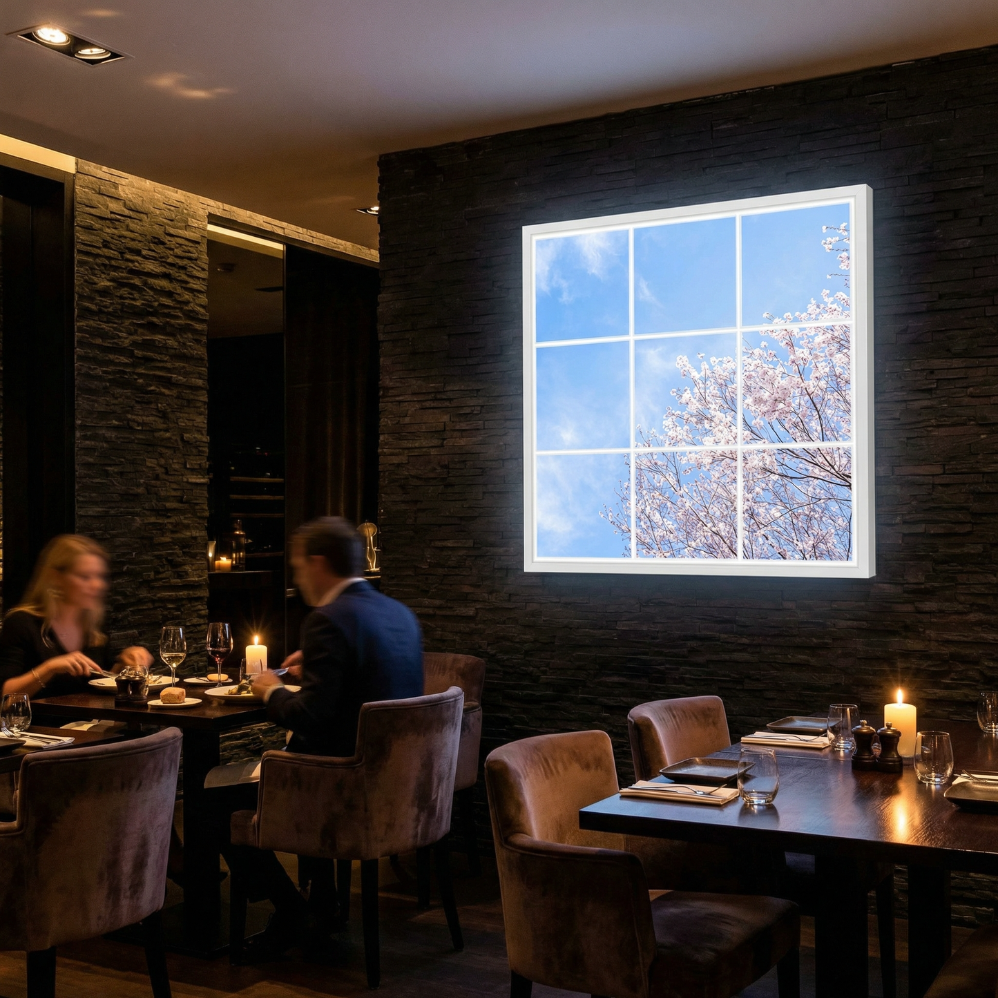 Pack 9 Dalles LED 60x60cm - Verrière Intégrale - Éclairage en Trompe-l'œil - "Nuances Roses"