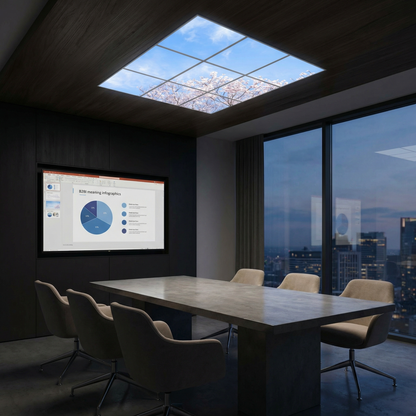 Pack 9 Dalles LED 60x60cm - Verrière Intégrale - Éclairage en Trompe-l'œil - "Nuances Roses"