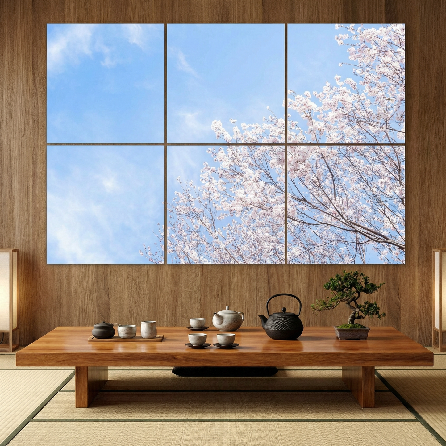 Pack 6 Dalles LED 60x60cm - Plafond Visuel - Éclairage en Trompe-l'œil - "Nuances Roses"